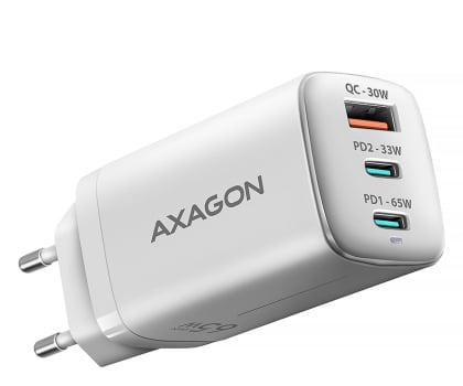Ładowarka do smartfonów Axagon ACU-DPQ65W, GaN 65W, 3x port, PD3.0/QC4+/PPS/Apple